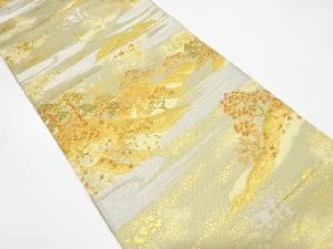 遠山に松・紅葉模様織り出し　袋帯